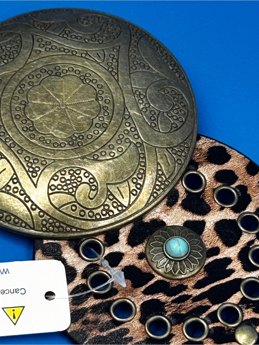 Leopard-Print Disc Statement Necklace - Brown & Black - Picture 2 of 5